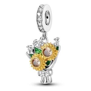 NEW Sunflower Bouquet Pandora Style Charm